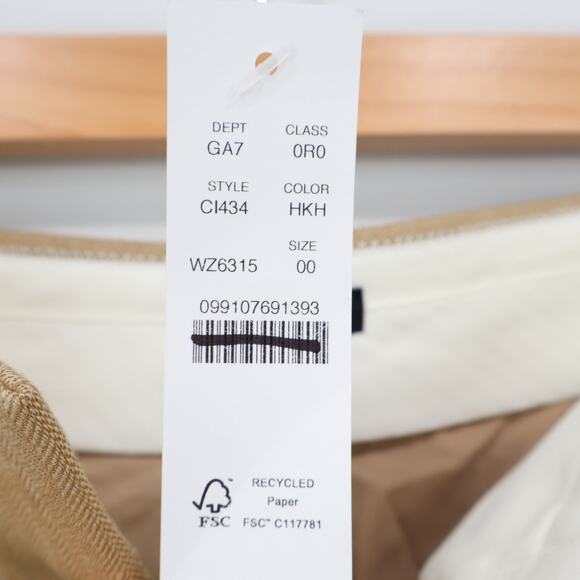 J.Crew Portia Linen Blend Pant Herringbone Honey Khaki Size 00 NWT - Picture 6 of 9